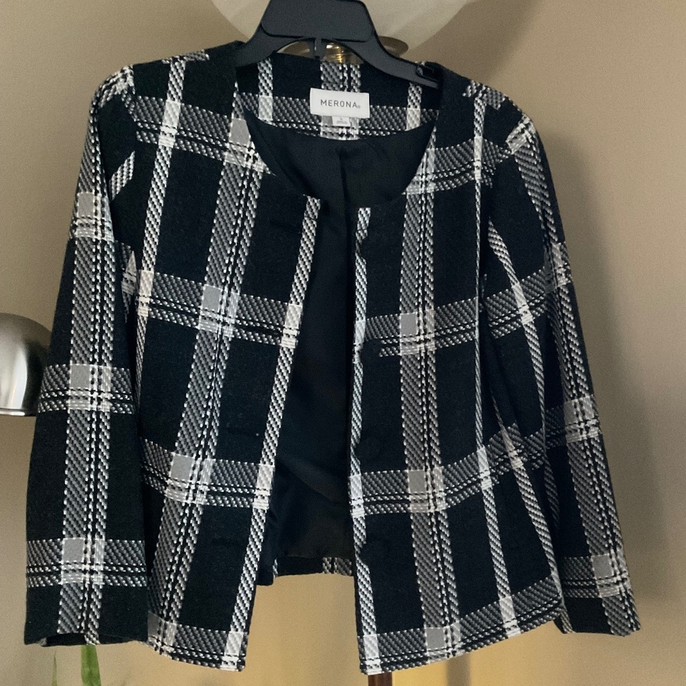 Merona Tweed Black And White Jacket, Size S